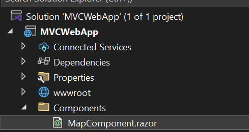 Solution Explorer showing Components folder with _Imports.razor file